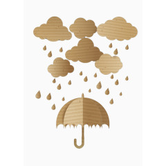 雨伞和白云剪纸