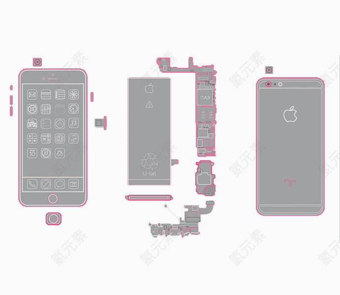 苹果手机结构线框图