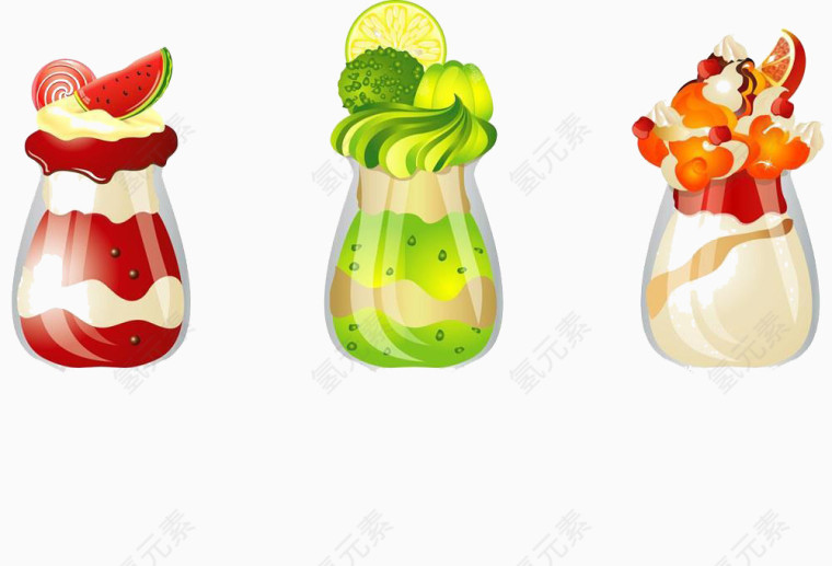 酸奶瓶中的食物图片素材