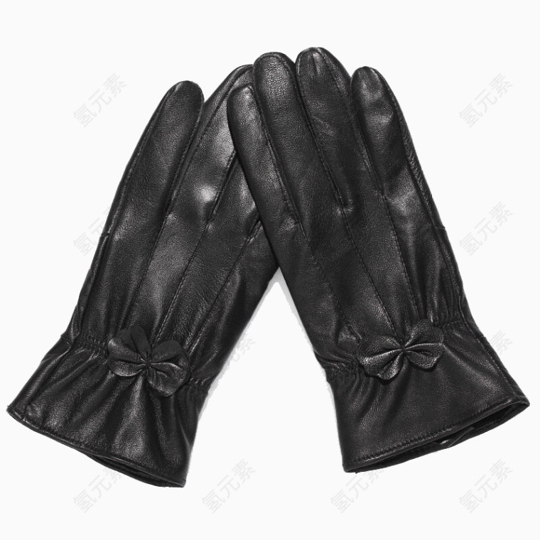 黑色带蝴蝶结的皮手套