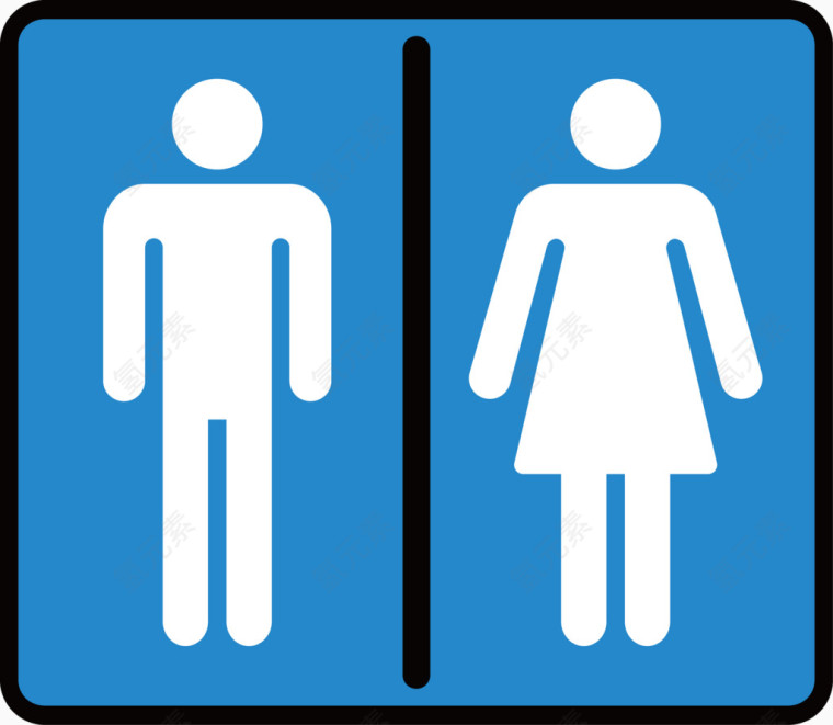 矢量创意设计蓝色男女卫生间标识