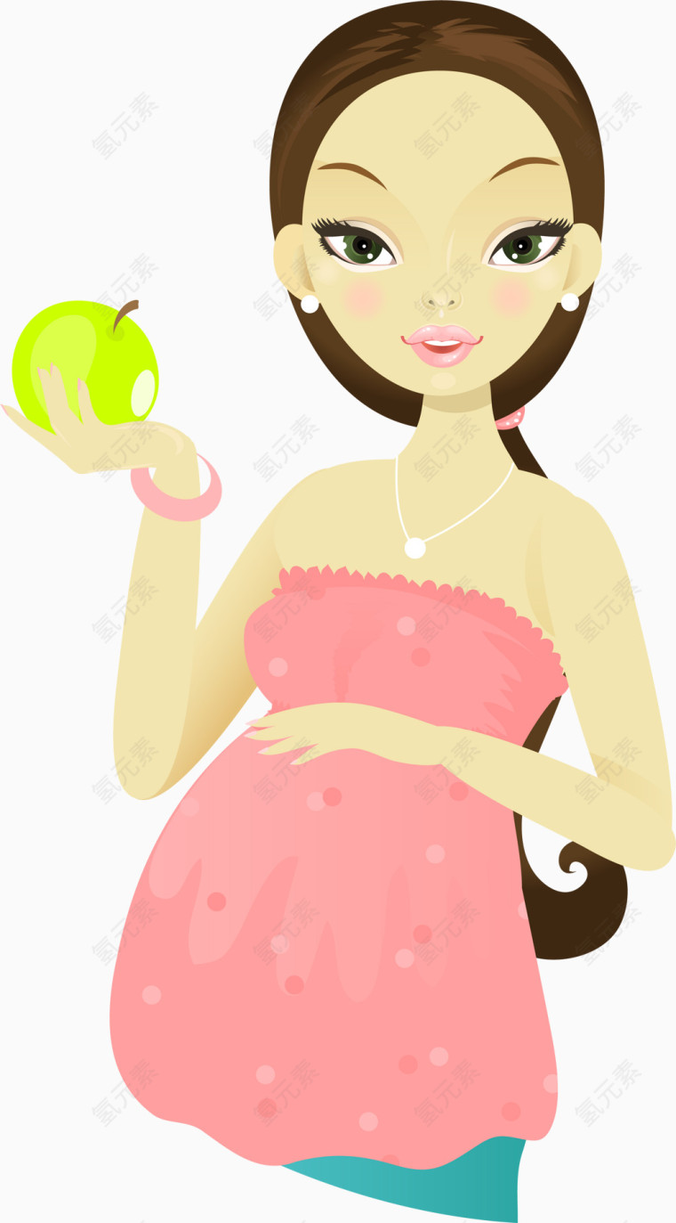 拿着苹果的孕妇
