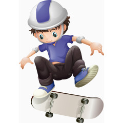卡通可爱滑板少年