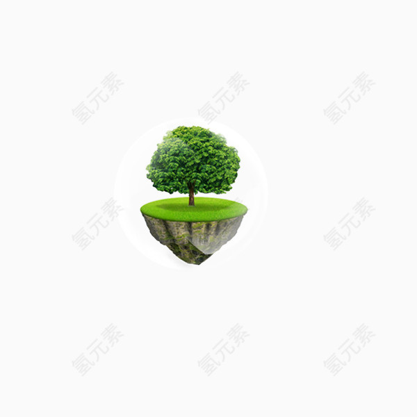 绿色悬浮大树