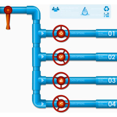 蓝色水管商务信息图矢量素材