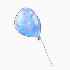 蓝色波点气球手绘卡通漂浮免抠图