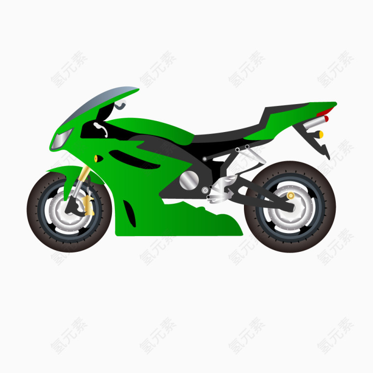 矢量简约绿色赛车摩托车