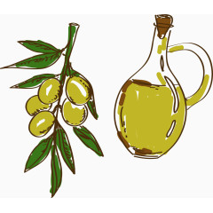卡通手绘橄榄橄榄油