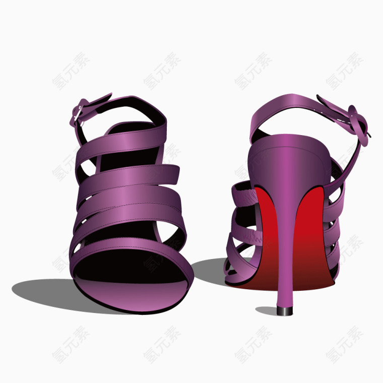 矢量紫色系带高跟鞋