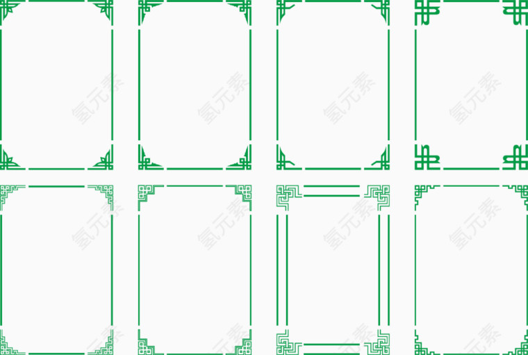 绿色中国风纹理边框矢量