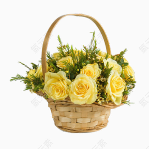 一篮子黄色玫瑰