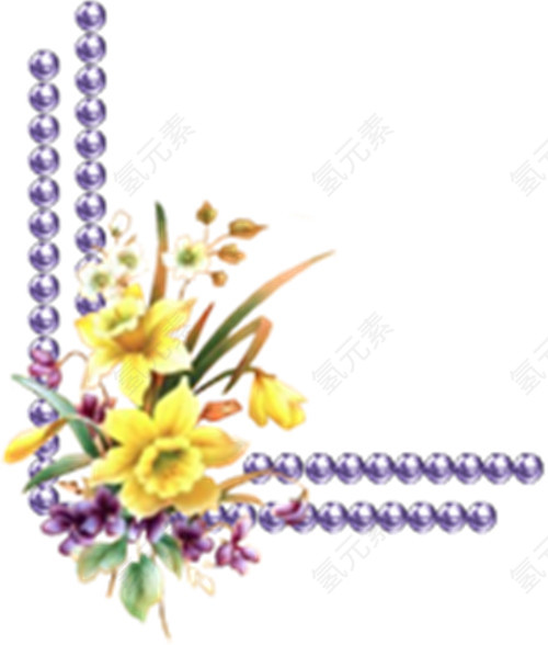 紫色珠子边框素材