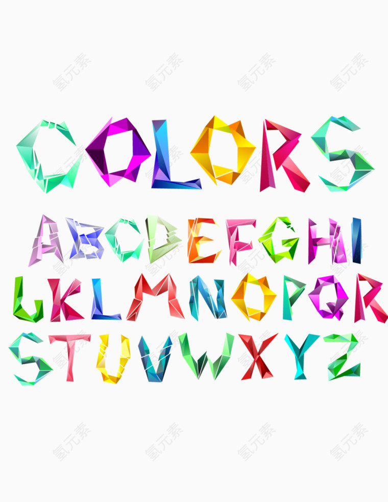 彩色折纸字母矢量素材