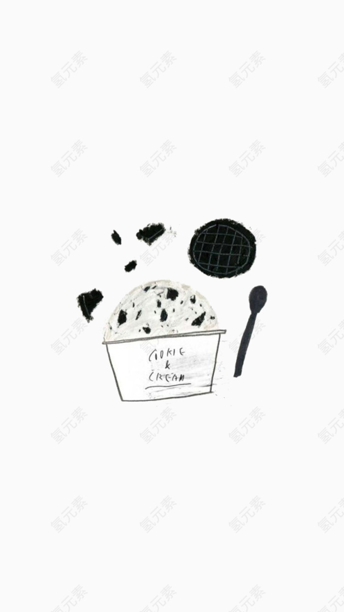 清新 手绘 卡通 可爱冰淇淋