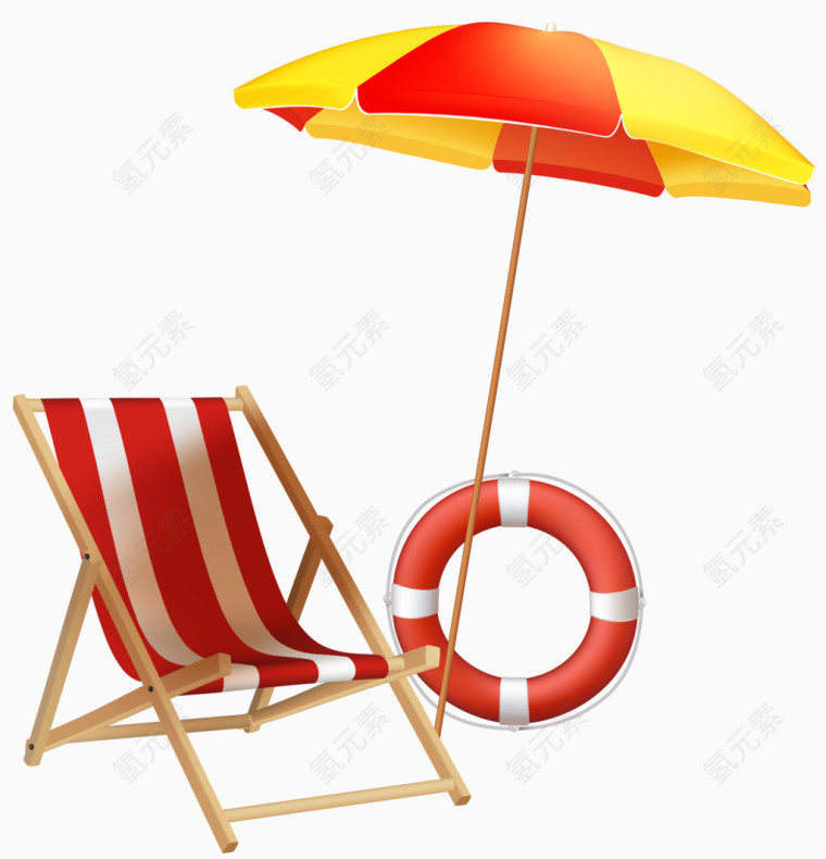 矢量沙滩椅遮阳伞素材
