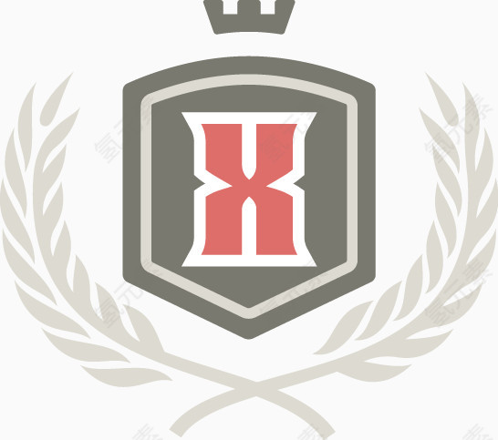 X英伦皇冠麦穗盾牌徽章