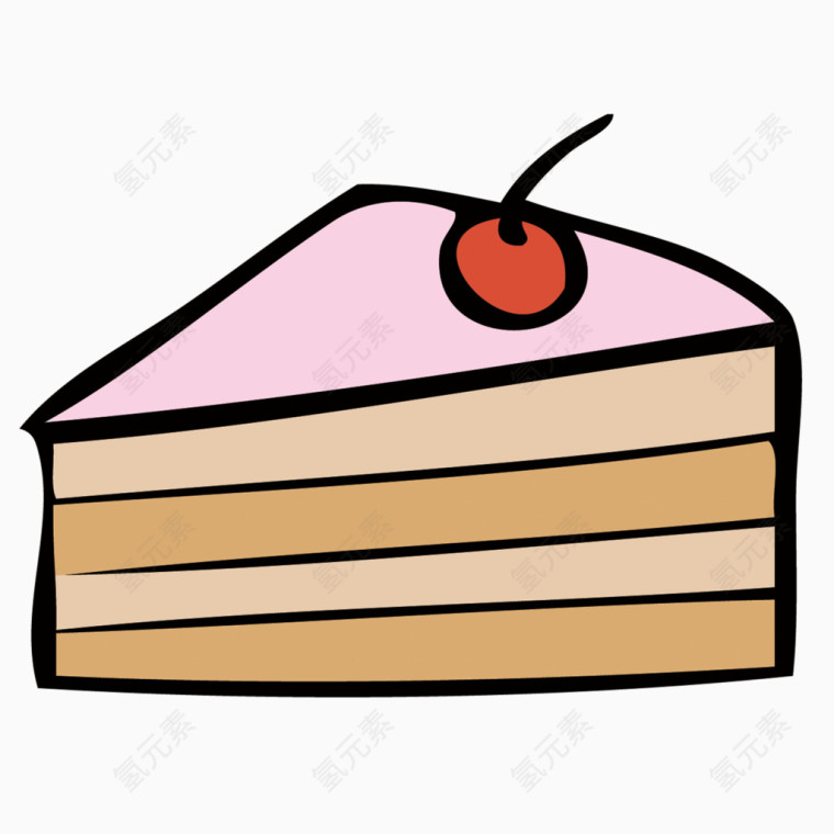 矢量手绘一块樱桃蛋糕素材