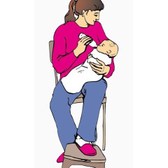 抱着宝宝喂奶的妈妈