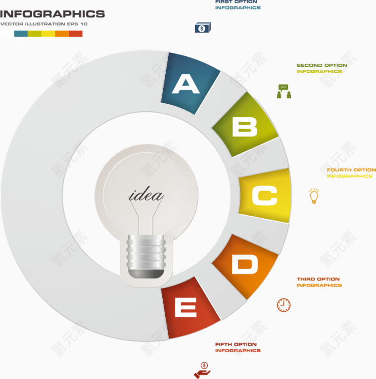 矢量灯炮圆环信息图表