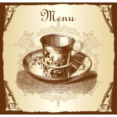 茶餐馆复古贴纸招贴画菜单手绘