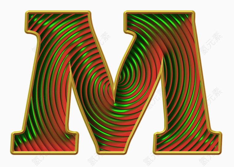彩金圆圈字母M