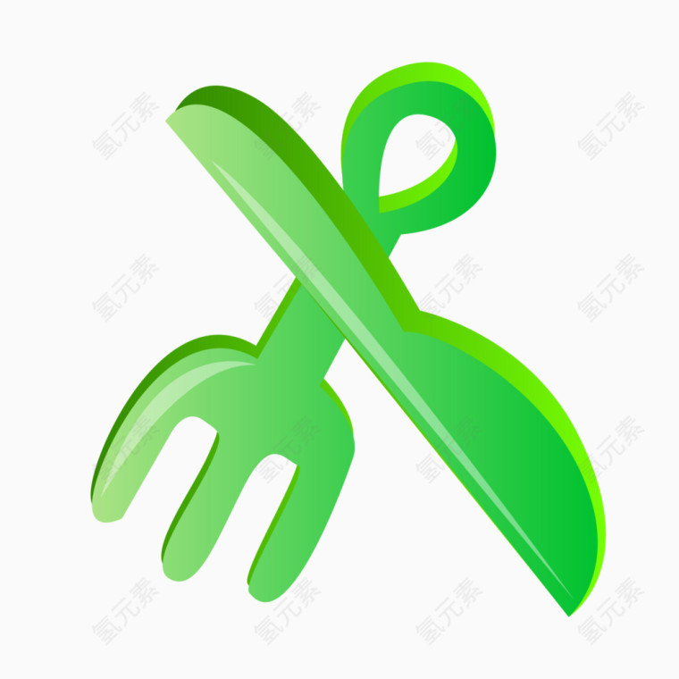 绿色刀子跟叉子
