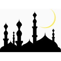 矢量清真寺与月亮