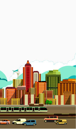 彩色都市建筑插画
