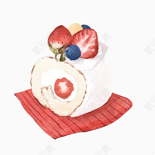 草莓面包手绘画素材图片