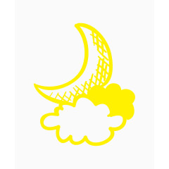 黄色月亮云朵