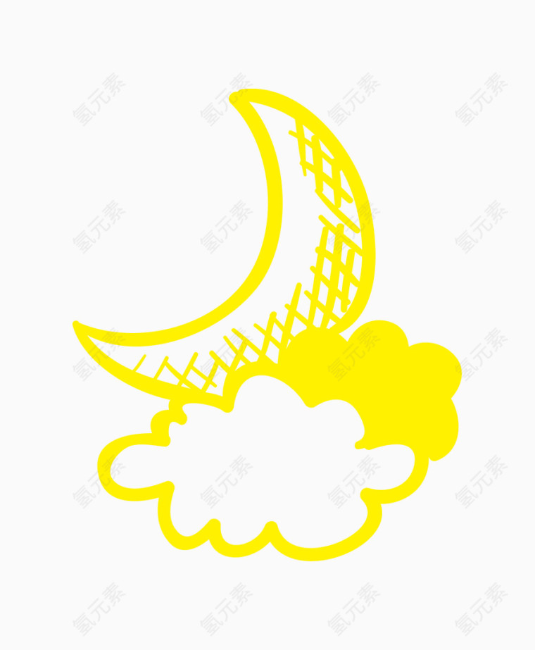 黄色月亮云朵