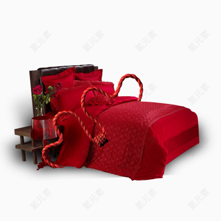 红色床品