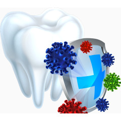 矢量牙齿病毒和盾牌