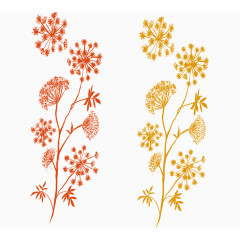 简洁红黄植物花卉剪影