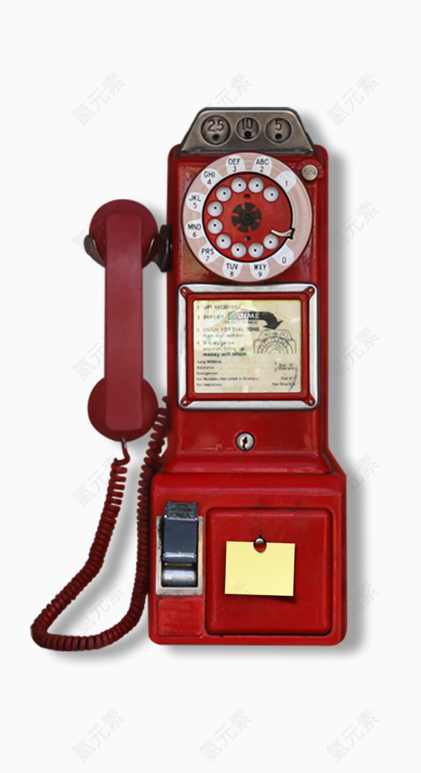 复古红色电话机免抠素材