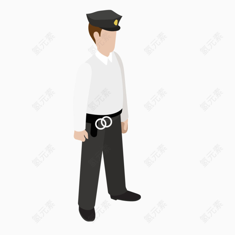 白色衣服扁平警察保安