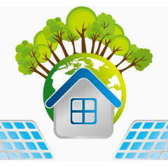 矢量绿色地球太阳能房屋