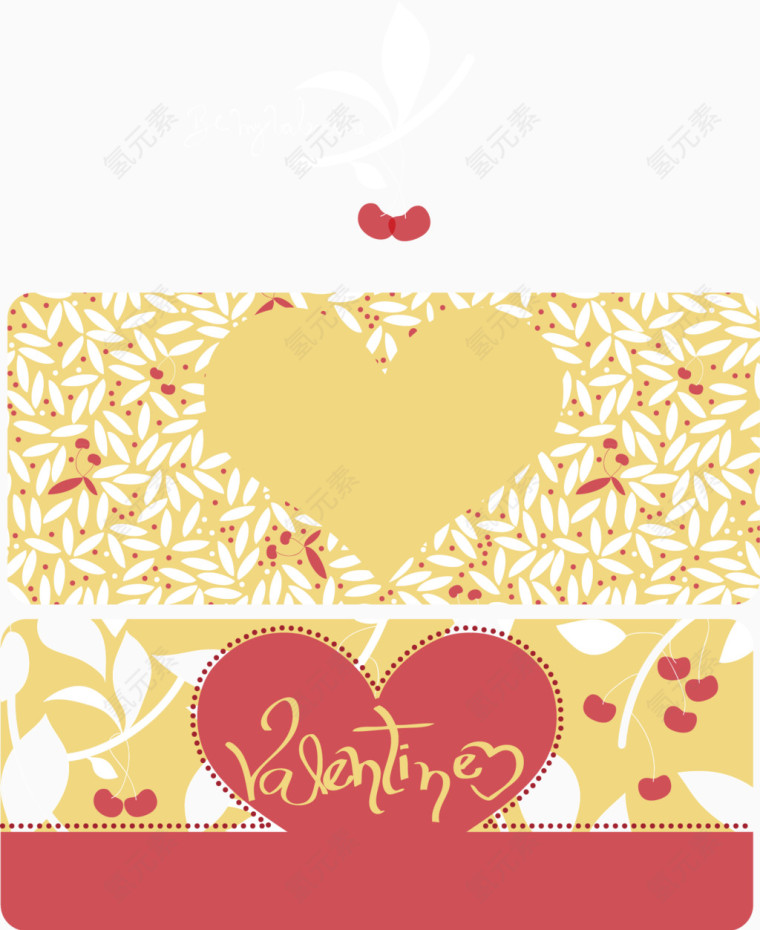 黄色矢量扁平化卡片装饰花纹素材