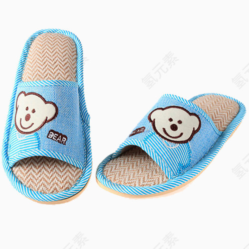 亚麻小熊拖鞋
