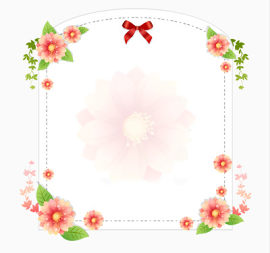 粉色花装饰标签