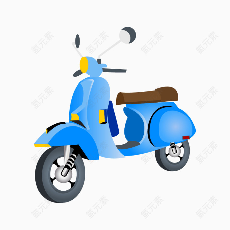 矢量简约蓝色电动车摩托车