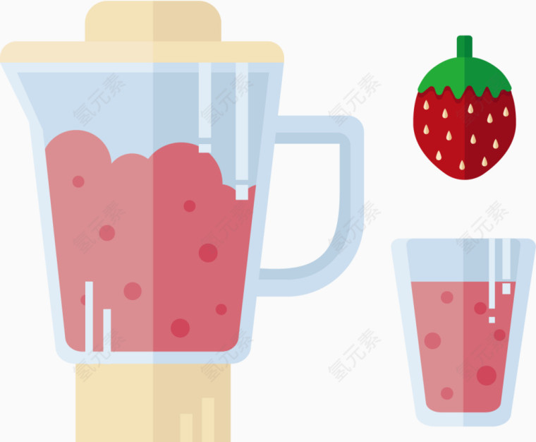 矢量草莓果汁搅拌机