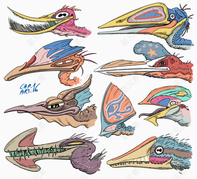 各种鸟头图案