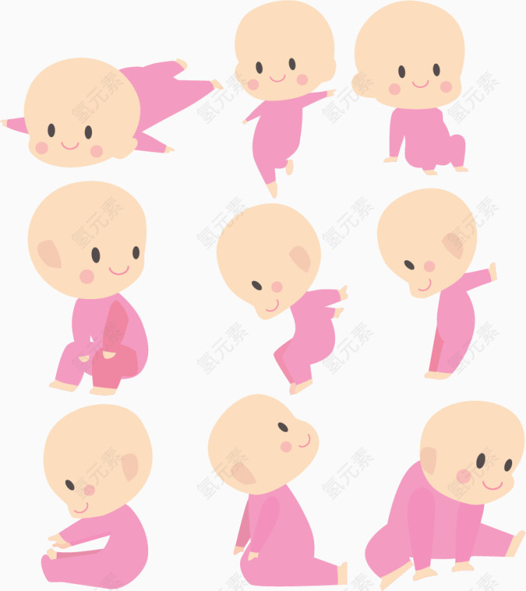 粉红色可爱婴儿动作