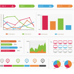 矢量手绘彩色数据图表