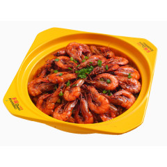 黄色餐具快餐鲜虾肉蟹煲