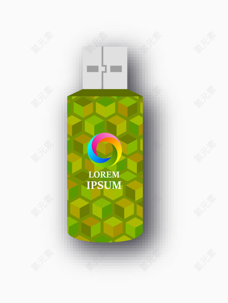 矢量绿色usb