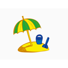 沙滩遮阳伞卡通矢量素材