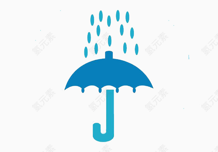 矢量简约蓝色下雨雨伞