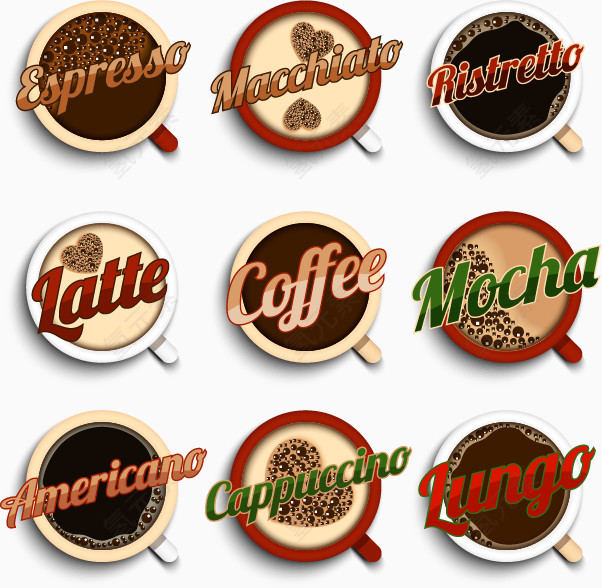 古典咖啡标签图标设计矢量素材